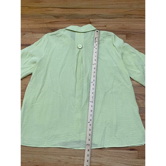 Ali Miles Women's L Yellow Button-Up Shirt Rayon Tunic Lagenlook Utility Resort - Picture 9 of 10